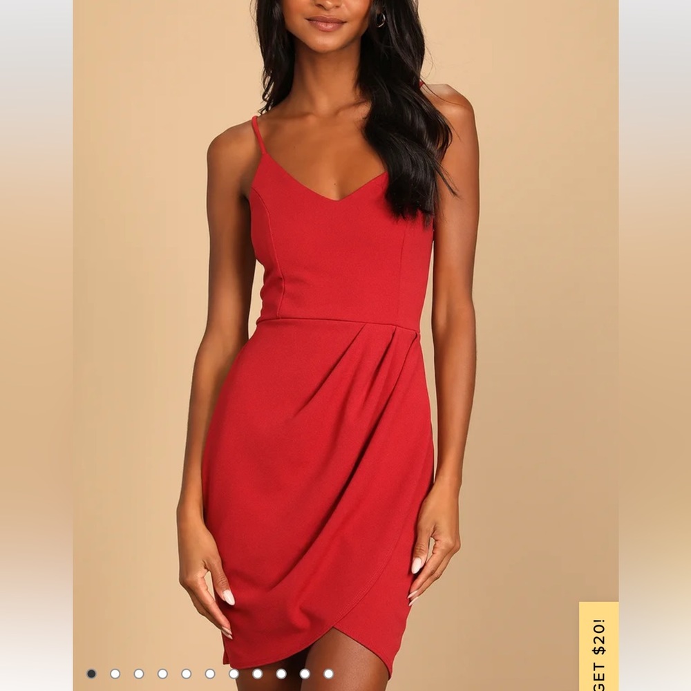 NWT Lulu’s Dress Faux Wrap Rust Red